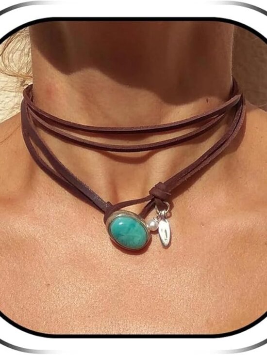 The Unbranded Brand Jewelry - Boho Western Necklace | Country Concert Cowgirl Jewelry Choker & Long Leather Ch